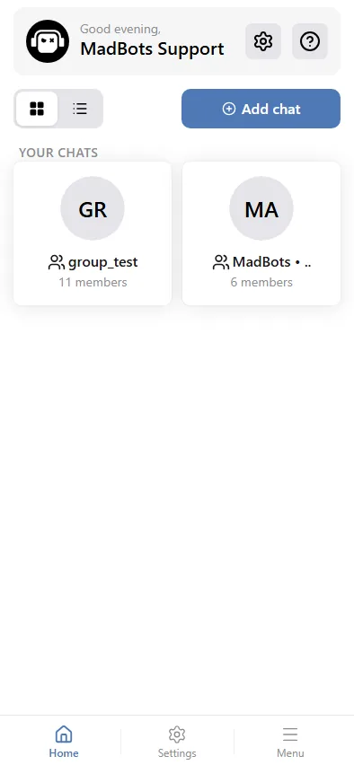 The mini app after a chat has been added.